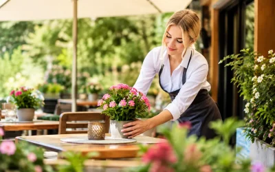Ukwiecenie restauracyjnego ogródka letniego